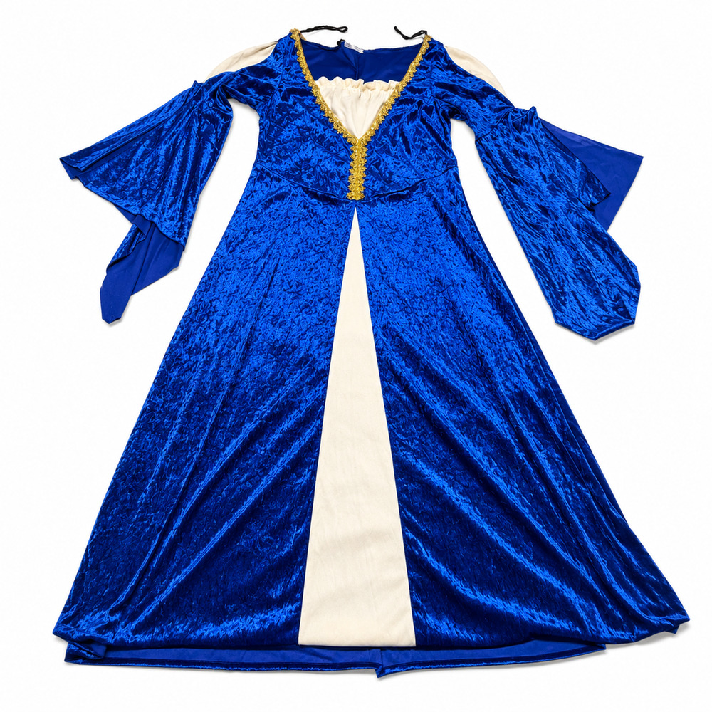 Womens Renaissance Style Halloween Costume Gown Blue Dress